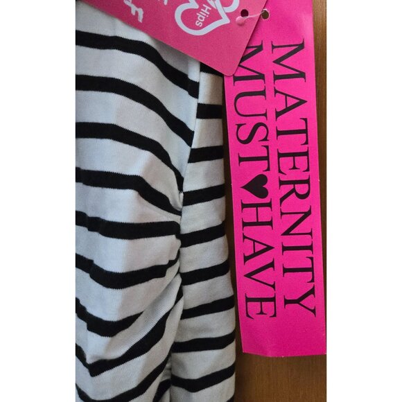 NWT Heart & Hips Maternity T-Shirt Style Dress SS Sz L Black And White Striped - Picture 4 of 5